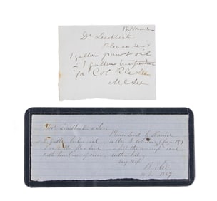 ROBERT E LEE & MARY CUSTIS LEE AUTOGRAPH NOTES