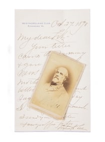 ROBERT E LEE SIGNED CDV PRESENTED BY FITZHUGH LEE