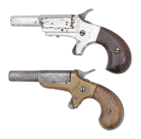 PAIR OF PETITE 1860S 22 CALIBER BRASS FRAME SINGLE