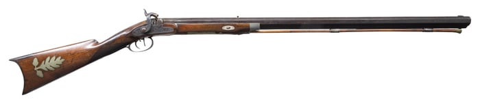 UNSIGNED PERCUSSION PLAINS STYLE HALF STOCK RIFLE.