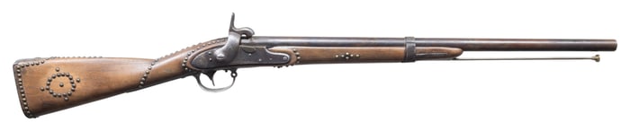 TACK DECORATED HALF STOCK PERCUSSION FOWLER.