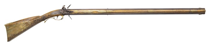 ORNATE WILLIAM BUCHELE SWIVEL BREECH FLINTLOCK