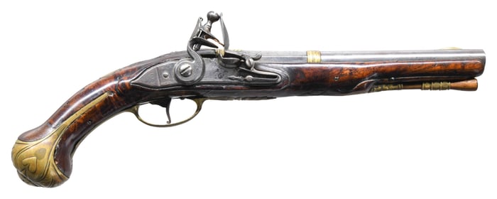 ORNATE BRITISH FLINTLOCK PISTOL.