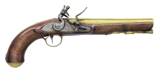 KETLAND BRASS BARREL FLINTLOCK TRADE PISTOL.