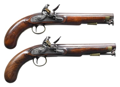 GOOD QUALITY PAIR OF H. NOCK MARKED FLINTLOCK