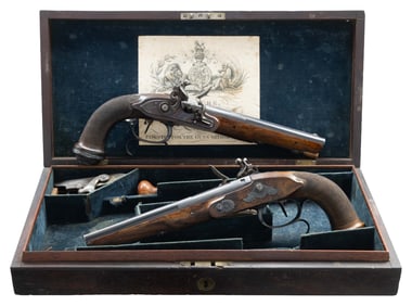 GOOD PAIR OF DUTCH FLINTLOCK PISTOLS BY DELINCEE