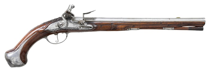 EARLY GERMANIC FLINTLOCK HOLSTER PISTOL.
