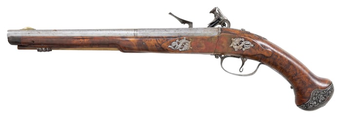 VERY EARLY ITALIAN FLINTLOCK HOLSTER PISTOL WITH