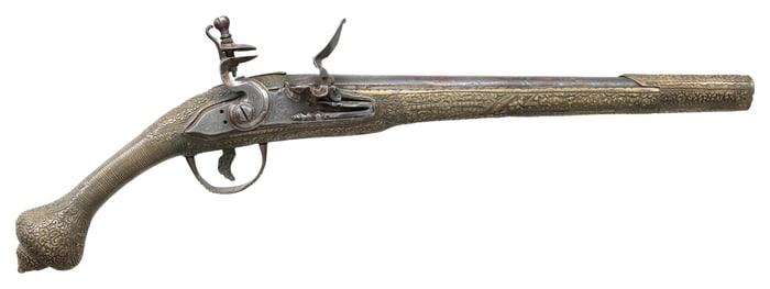 19TH CENTURY BALKAN SOLID CAST BRONZE FLINTLOCK