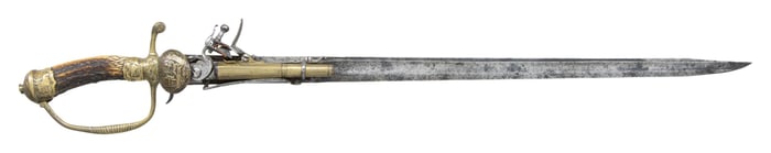 MID 18TH CENTURY COMBINATION HUNTING SWORD AND