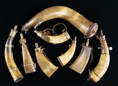 GROUP OF 18th & 19th CENTURY HORNS WITH POWDER