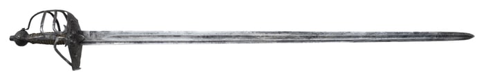 17TH CENTURY BRITISH MORTUARY HILT BACKSWORD.