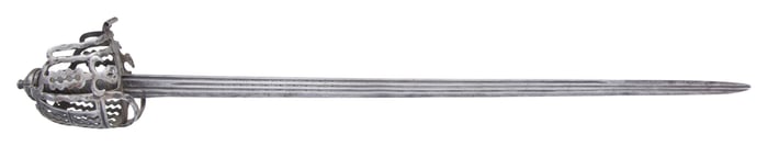 EARLY SCOTTISH BASKET HILT BACK SWORD.