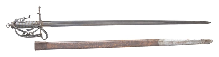 19TH CENTURY SCOTTISH BASKET HILT BROADSWORD OF