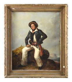 FINE GENRE PAINTING OF 19th CENTURY SAILOR OR