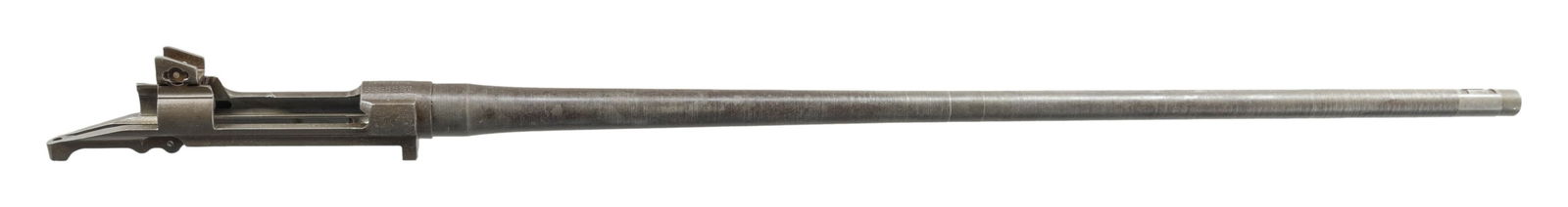 VERY EARLY PRODUCTION REMINGTON MODEL 03-A3: MILITARY RIFLE RECEIVER AND BARREL. Cal. 30-06. S# 3368520. Bbl. 24". Barrel marked behind the front sight accommodation "RA / flaming bomb / 12 42". The receiver carries a very early serial number &