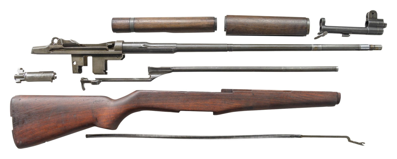 DANISH GEVAER M/1950 BREDA MADE M-1 GARAND: SEMI-AUTO MILITARY RIFLE. Cal. 30-06. S# BMR485. Matches on receiver and bolt. Bbl. 24". Marked on right side "B. Sid. 54 1954". Marked on top "BMR D.35448 5 ". "crown". Throat gauges 1.0. Muzzle gaug