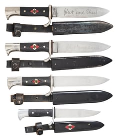 4 WWII GERMAN HITLER YOUTH KNIVES.