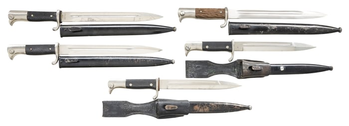 5 WWII GERMAN DRESS BAYONETS.