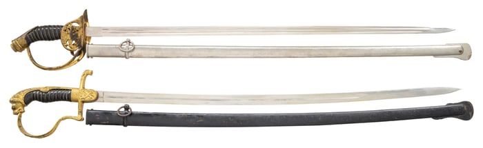 2 GERMAN IMPERIAL OFFICER'S SWORDS.