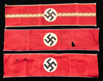 3 WWII GERMAN POLITICAL LEADER ARMBANDS.