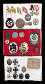 WWII GERMAN MEDALS, BADGES, PLATES, PINS, & MORE.