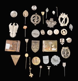 WWII GERMAN BADGES, BUCKLES, STICKPINS & MORE.