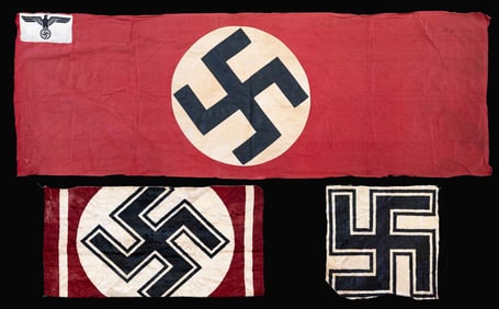 WWII GERMAN FLAG AND TAPESTRY PORTIONS.