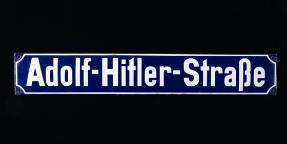 WWII GERMAN ADOLF HITLER STRASSE STREET SIGN.