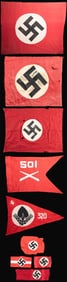 WWII GERMAN FLAGS, ARM BANDS, AND OTHER CLOTH.
