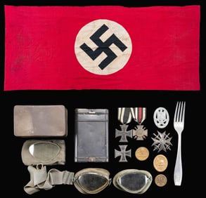 WWII GERMAN SPANISH CROSS, FLAG, MEDALS, & MORE.