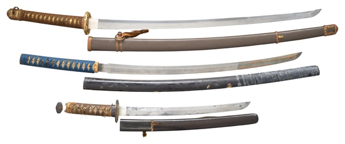 1 JAPANESE KATANA AND 2 WAKIZASHI