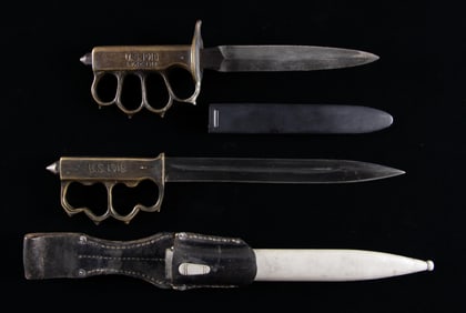 TWO U.S. MARKED TRENCH KNIVES.