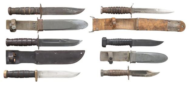 LOT OF 6 U.S. FIGHTING KNIVES.