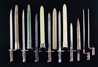 INTERESTING GROUPING OF EIGHT U.S. BAYONETS.