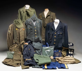 GROUP OF VARIED MILITARY UNIFORMS.