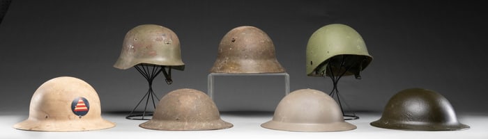 6 HELMETS AND A HELMET LINER.