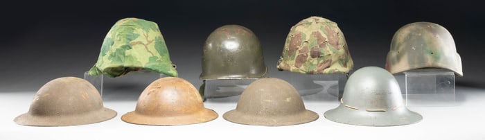 9 AMERICAN HELMETS AND A BRITISH EXAMPLE.