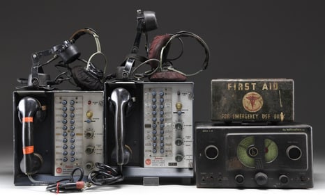 2 RADIO TELEPHONE UNITS, A RECEIVER, HEADPHONE SET