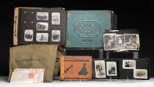 WW-II ERA PHOTO ALBUMS, LETTERS AND USN SEA BAG.