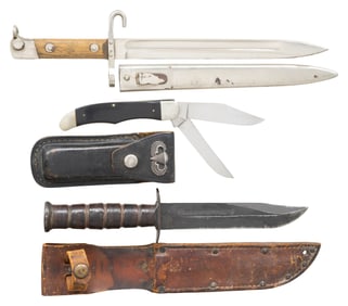 LOT OF 2 KNIVES & 1 MAUSER PATTERN DRESS BAYONET.