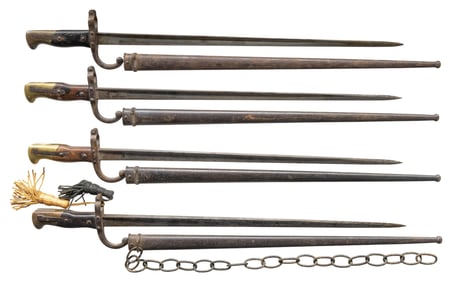 LOT OF FOUR FRENCH BAYONETS.