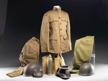 WWI AUSTRIAN SHAKO, AMERICAN HELMETS, AND MORE.
