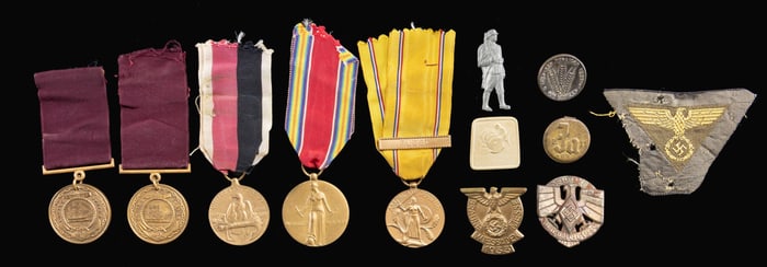 WWI GERMAN ITEMS AND US MILITARY MEDALS.