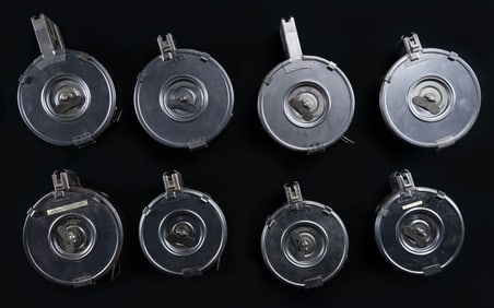 LOT OF 8 CHINESE AK & AR PATTERN DRUM MAGAZINES.