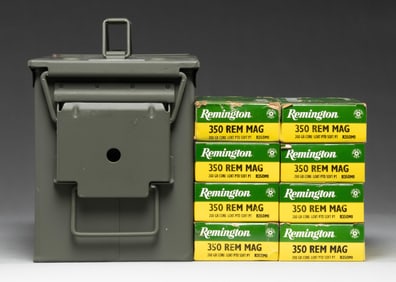 8 BOXES OF REMINGTON 350 REMINGTON MAGNUM AMMO.