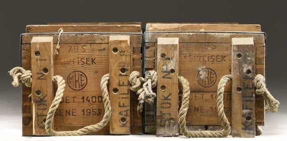 2 CRATES OF TURKISH 8MM MAUSER MILITARY AMMO.