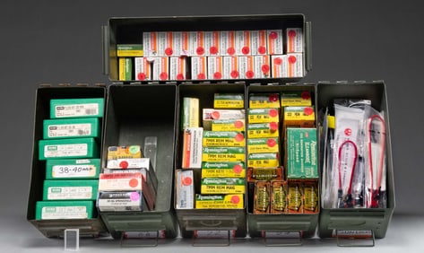 AMERICAN RIFLE AMMO, RELOADING DIES AND GUN LOCKS.