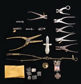 BULLET MOLDS, MISC. ITEMS PLUS PICK & BRUSH SET.