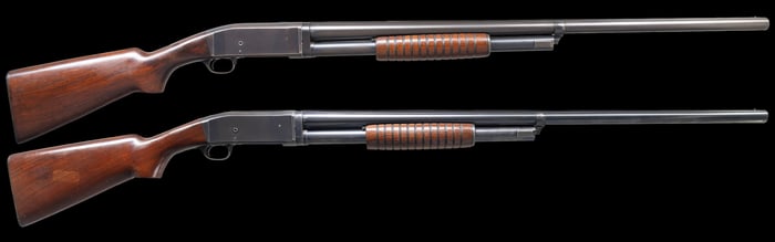 2 REMINGTON MODEL 10 PUMP ACTION SHOTGUNS.